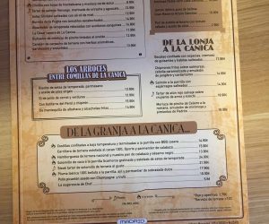 Carta menú la Canica