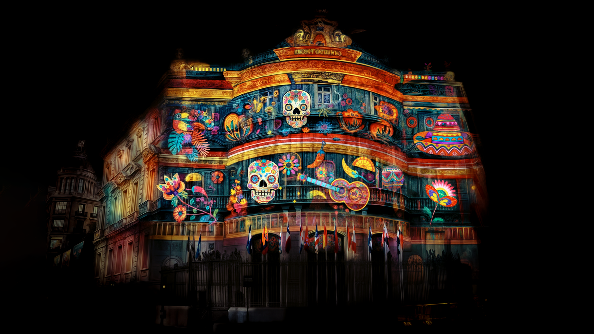Vídeo mapping en la fachada de Casa de América sobre América Latina y el Caribe 1 Vídeo mapping en la fachada de Casa de América